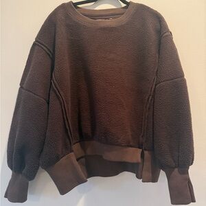 Free People Cozy Brown Fleece Top